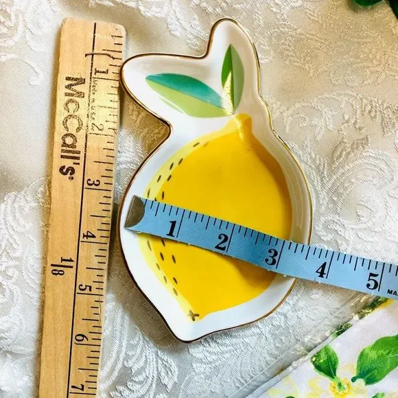 LEMON CERAMIC TRINKET DISH YELLOW NWT - Picture 5 of 8